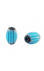 Millefiori tube bead 9x6mm - Light blue
